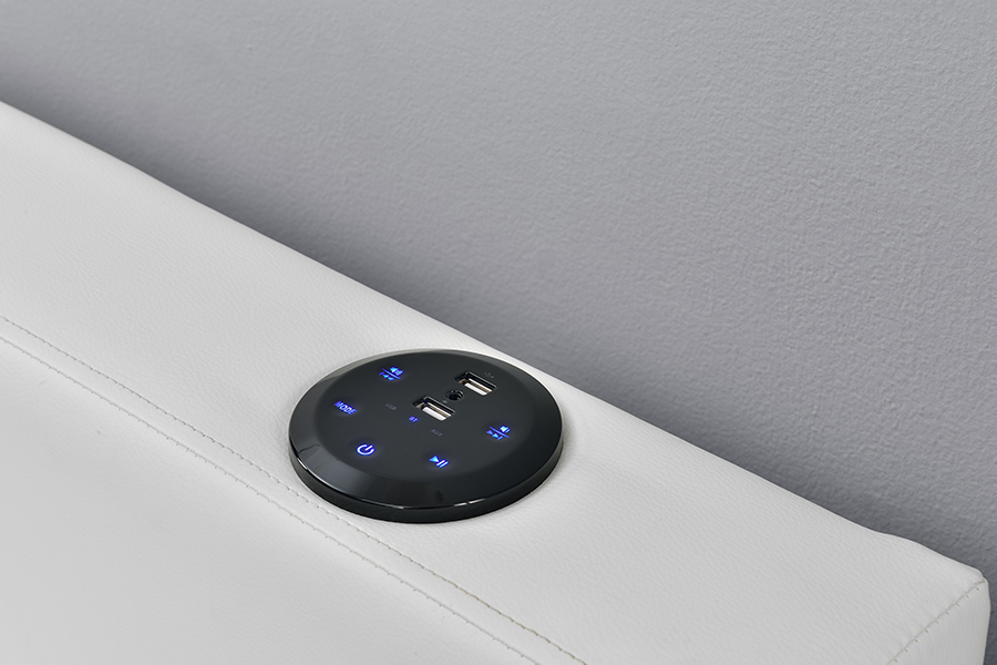 1894-1DS Bluetooth スピーカー布張りオーディオビジュアル収納ベッド フレーム