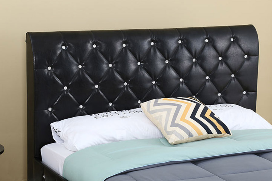 1367 Black Leather Soft Pu Headboard Upholstered Bed