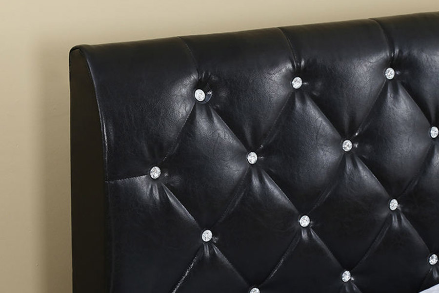 1367 Black Leather Soft Pu Headboard Upholstered Bed