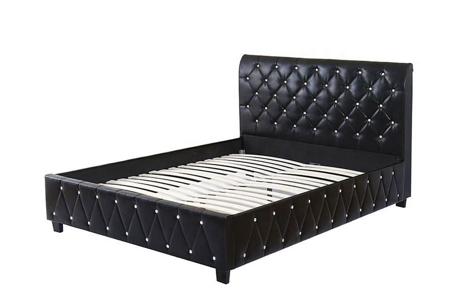 1367 Black Leather Soft Pu Headboard Upholstered Bed