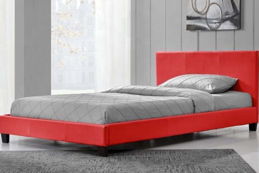 1864 モダンでシンプルなデザインの PU レザーベッド布張りベッド