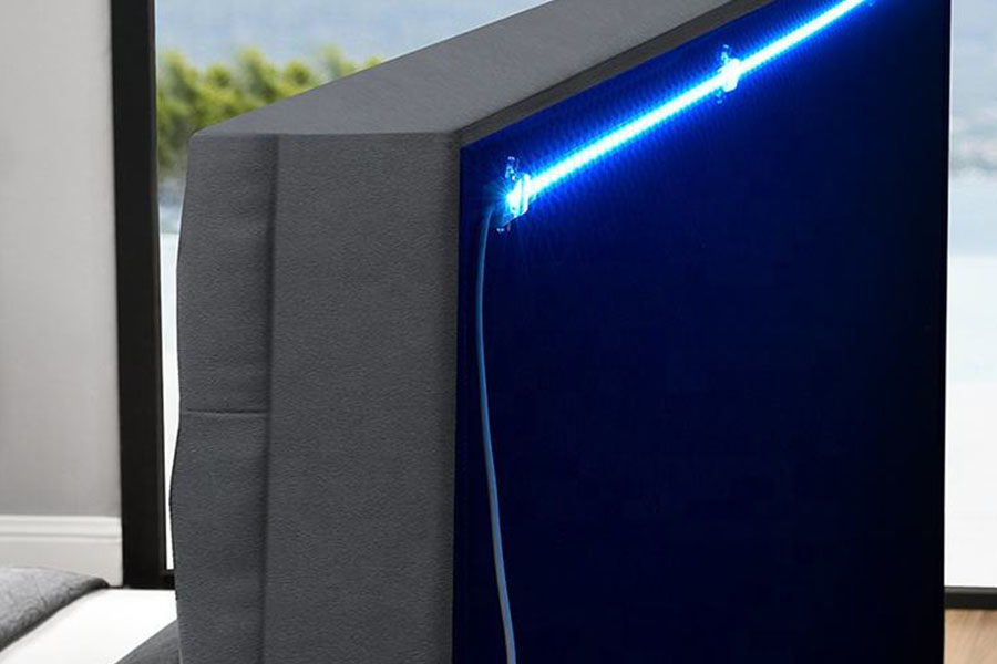 1149-1G モダンシェニールベルベット LED ガスリフト収納ベッド