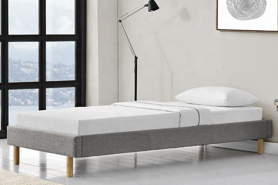 1159B モダンな木製フィートリネン生地高品質シングルベッド