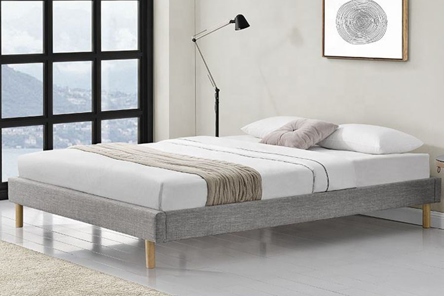 1159B モダンな木製フィートリネン生地高品質シングルベッド